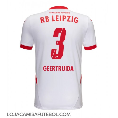 Camisa de Futebol RB Leipzig Lutsharel Geertruida #3 Equipamento Principal 2024-25 Manga Curta